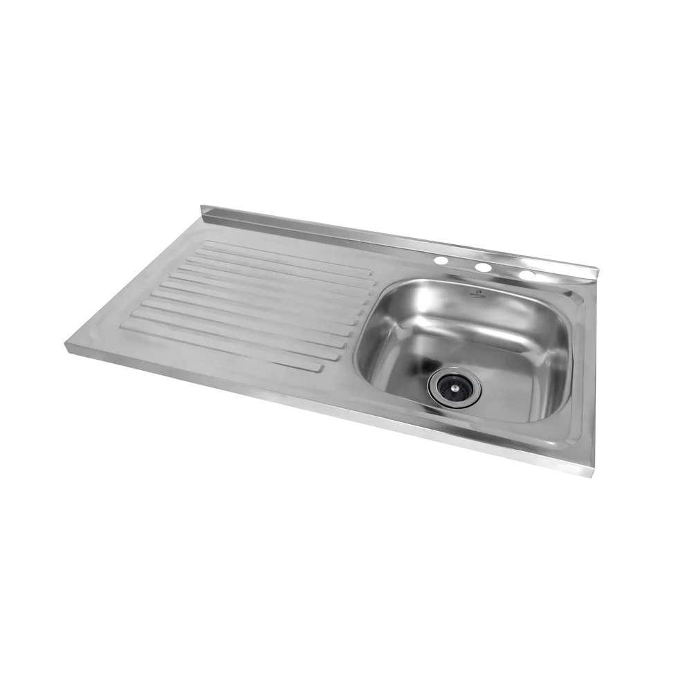 LAVAPLATOS D/SOBREPONER ACERO 100 X 50 CMS POCETA DERECHA C/COM